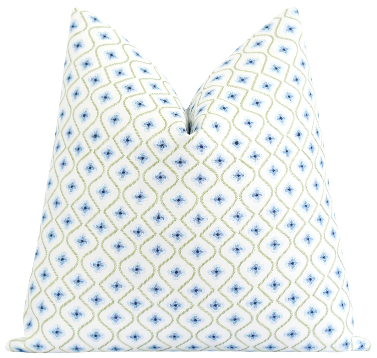 Norwich Blue Embroidered Floral Pillow | Land of Pillows