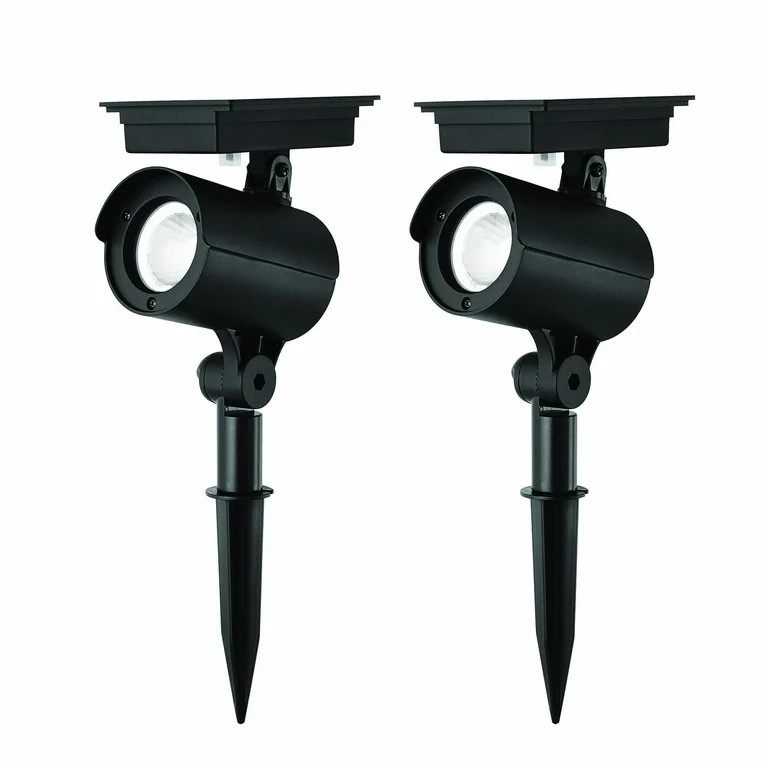 Mainstays Solar Powered Black LED Landscape Spot Light, 60 Lumens (2 Count) | Walmart (US)