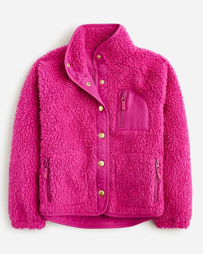 Girls' button-up sherpa jacket | J.Crew US