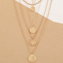 Multi Layered Chain Necklace With Coin Pendants | SHEIN