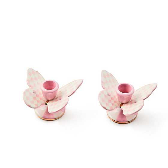 Rosy Check Butterfly Candle Holders, Set of 2 | MacKenzie-Childs