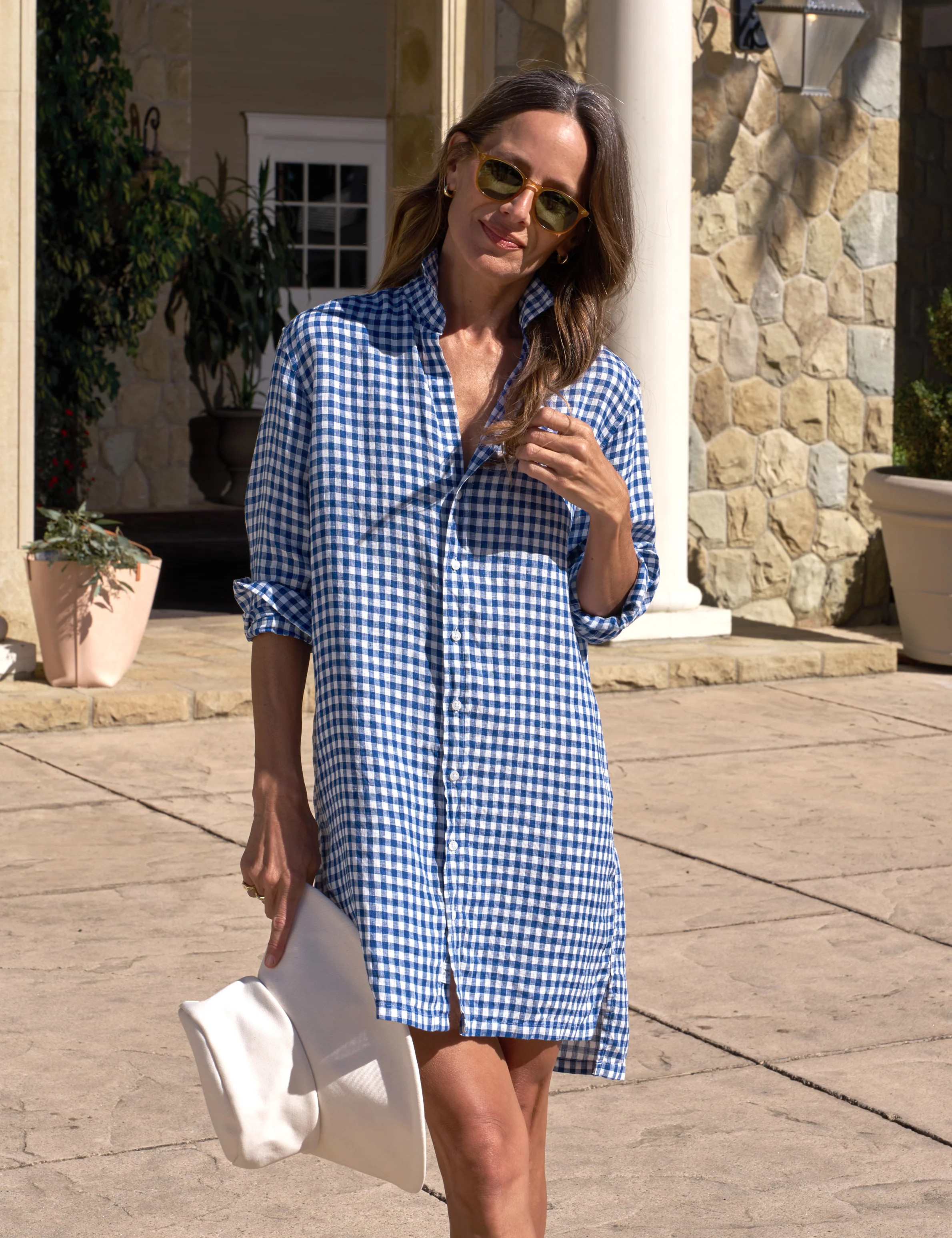 HUNTER Blue Check, Italian Classic Linen | Frank & Eileen