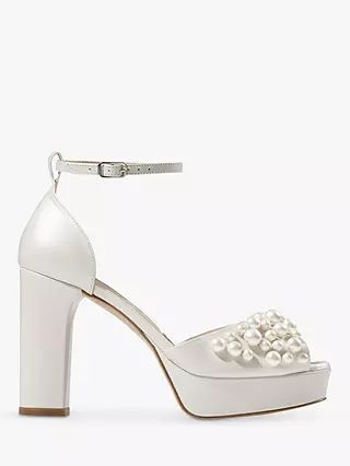 Charlotte Mills Londi Block Heel Platform Wedding Shoes, Ivory Pearl | John Lewis (UK)