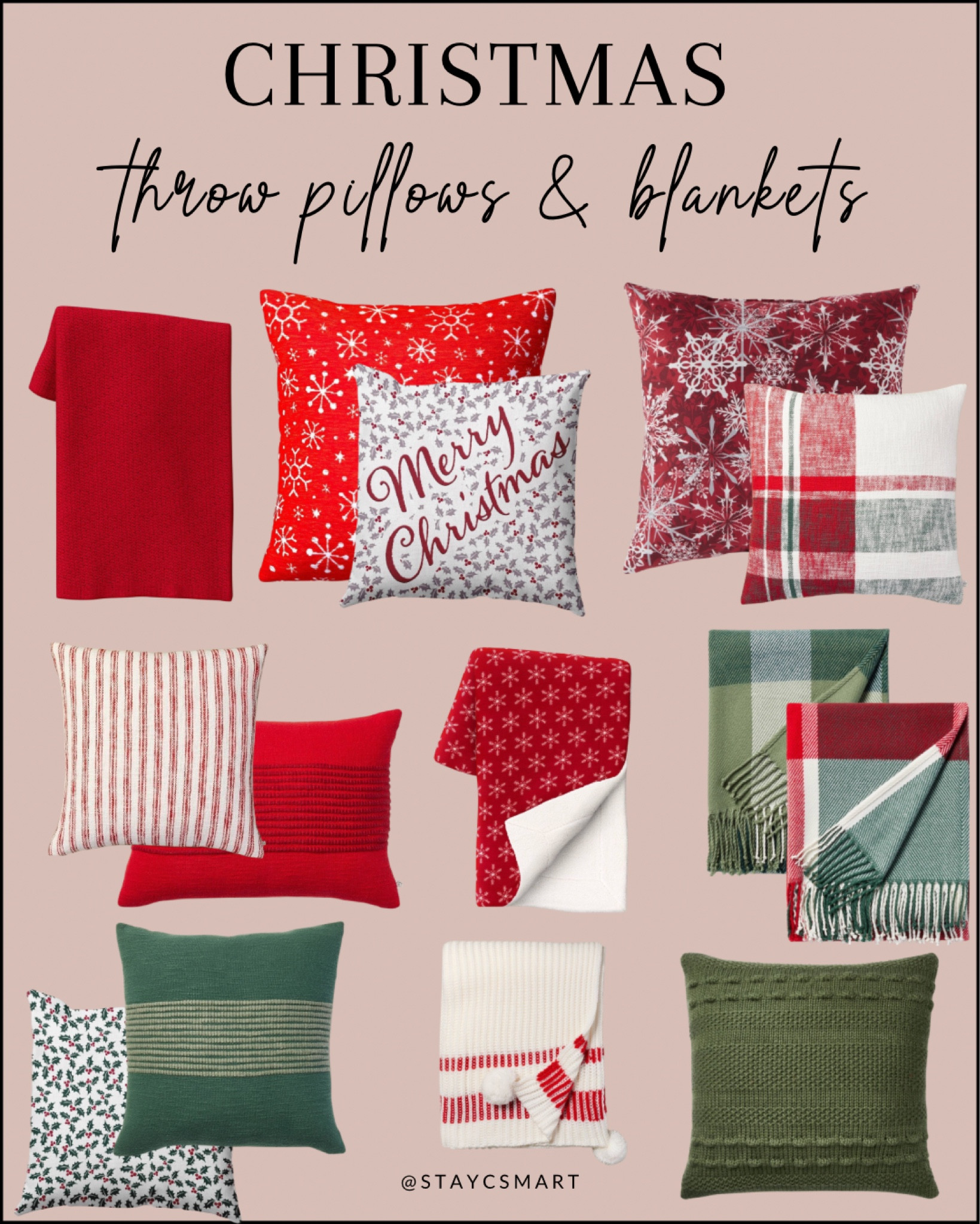 Christmas throw clearance blankets and pillows