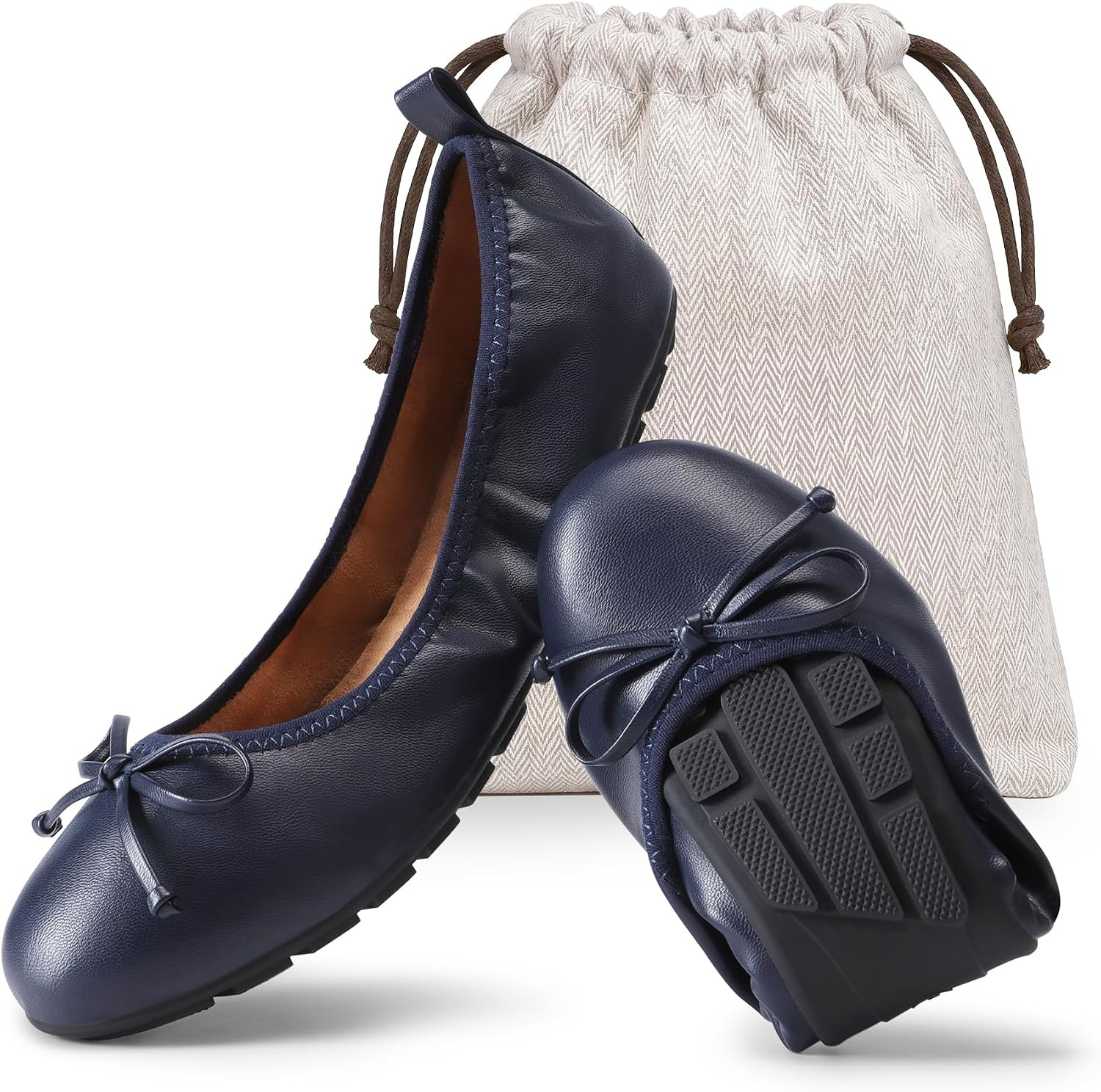 DREAM PAIRS Women's Foldable Bowknot Ballet Flats | Amazon (US)