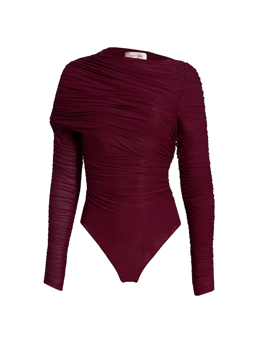 Women's Zarina Draped Bodysuit - Port - Size XS | Saks Fifth Avenue