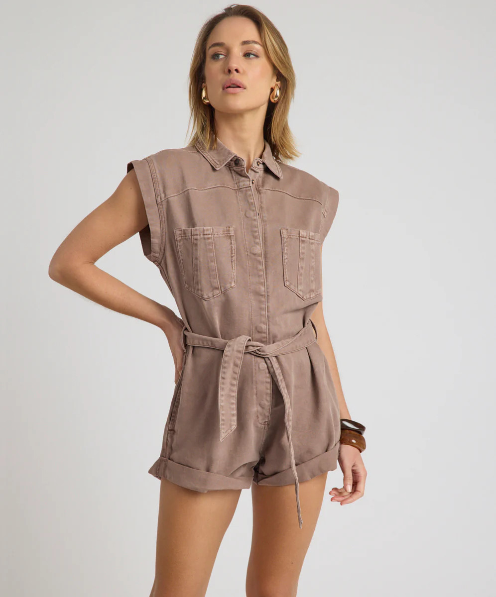 Bandit Aviator Mini Denim Jumpsuit - Espresso Brown | One Teaspoon | OneTeaspoon