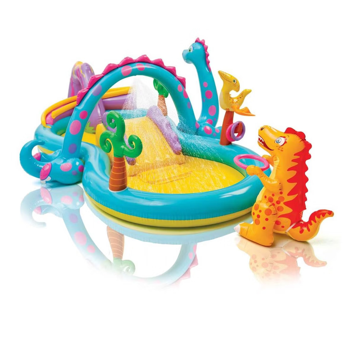 Intex 11ft x 7.5ft x 44in Dinoland Inflatable Kiddie Swimming Pool with Slide, Dino Arch Water Sp... | Target
