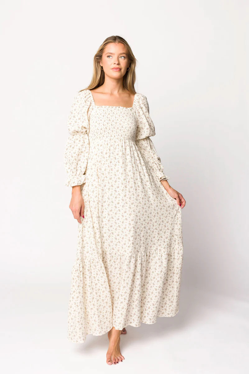 Emerson Gauze Maxi Dress in Ivory - Bump Friendly | Worth Collective