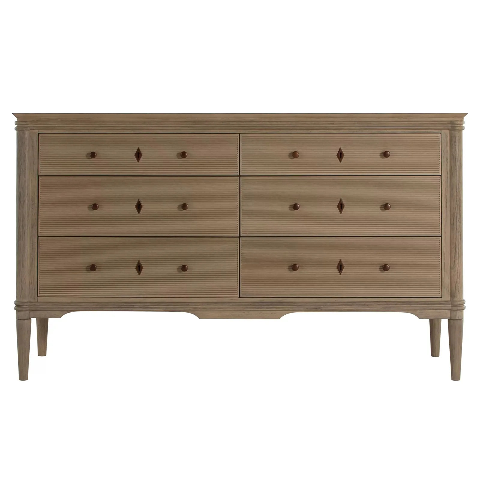 Linnea Updated Traditional Brown Oak Wood Double Dresser | Kathy Kuo Home