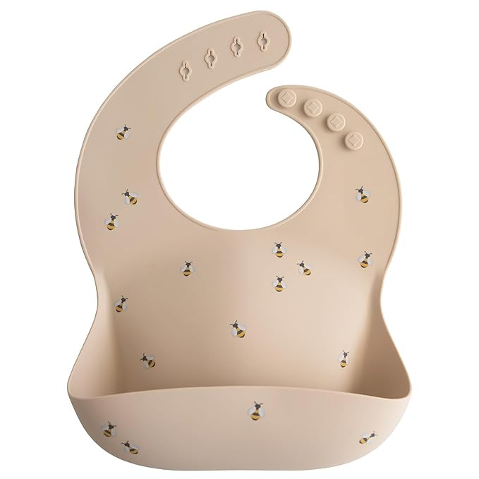 mushie Silicone Baby Bib | Adjustable Fit Waterproof Bibs (Bees) | Amazon (US)