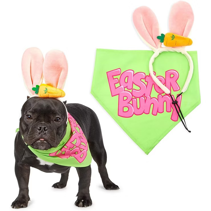 Zodaca 2 Piece Set Bunny Ears Headband and Bandana for Medium and Large Dog, Easter Pets Cloth Co... | Target