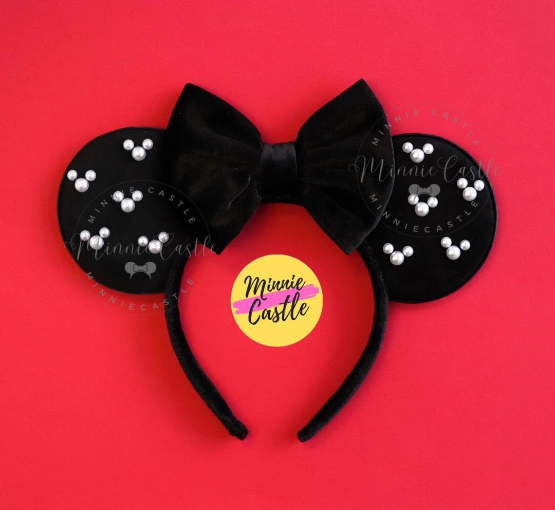 Mickey Pearl Ears Mickey Pearls Black Ears Minnie Ears - Etsy | Etsy (US)