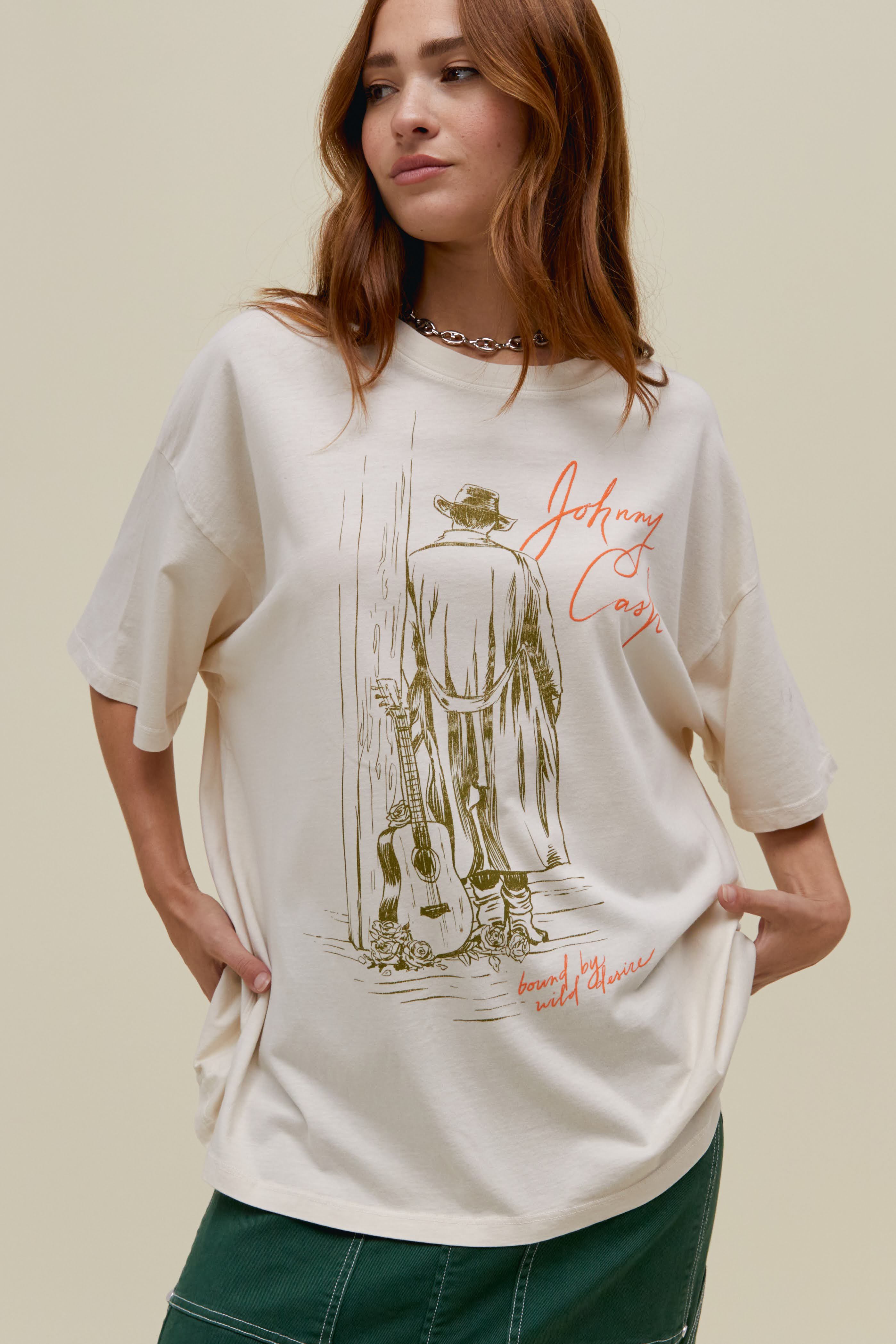 Johnny Cash Wild Desire OS Tee in Dirty White | Daydreamer