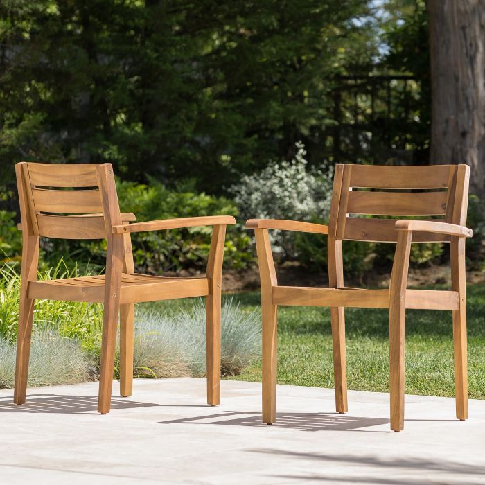 Stamford 2pk Acacia Wood Dining Chairs - Christopher Knight Home | Target
