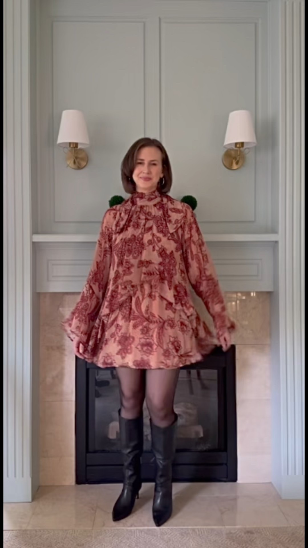 A pretty long sleeve mini dress from Macys, (I’m wearing a large). I’ve paired it with my favorite Nine West leather boots and black tights. I’m 5’9” so it’s a tad more mini on me, but it’s super comfy and fun.

If you want to show less leg, pair it with over the knee boots! 

#mini dress #floral dress #leather boots #holiday outfits 



#LTKTall #LTKHoliday #LTKootd