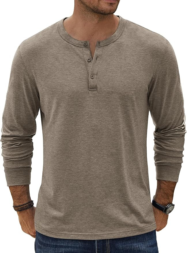 COOFANDY Men's Henley T-Shirt Long Sleeve Casual Lightweight Pullover Shirts Soft Stretch Basic T... | Amazon (US)