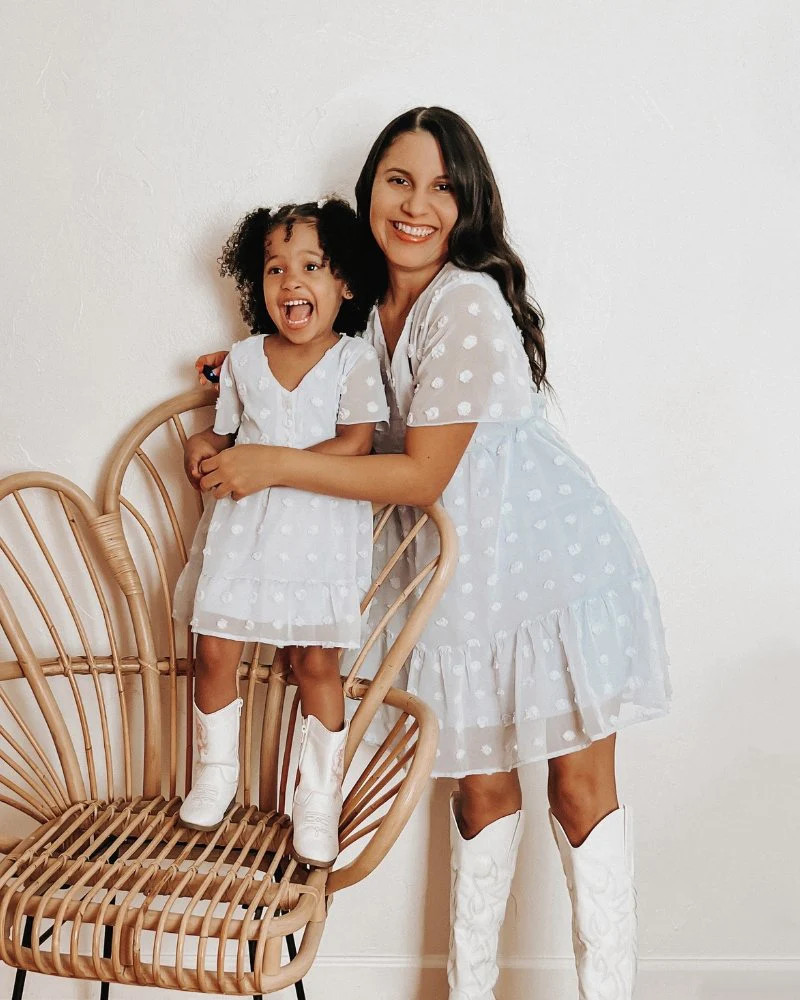 Eden Short Sleeve Dot Dress - BB Blue | Bailey's Blossoms