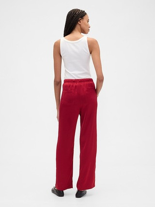 Relaxed Straight-Leg Stripe Satin Pants | Gap Factory