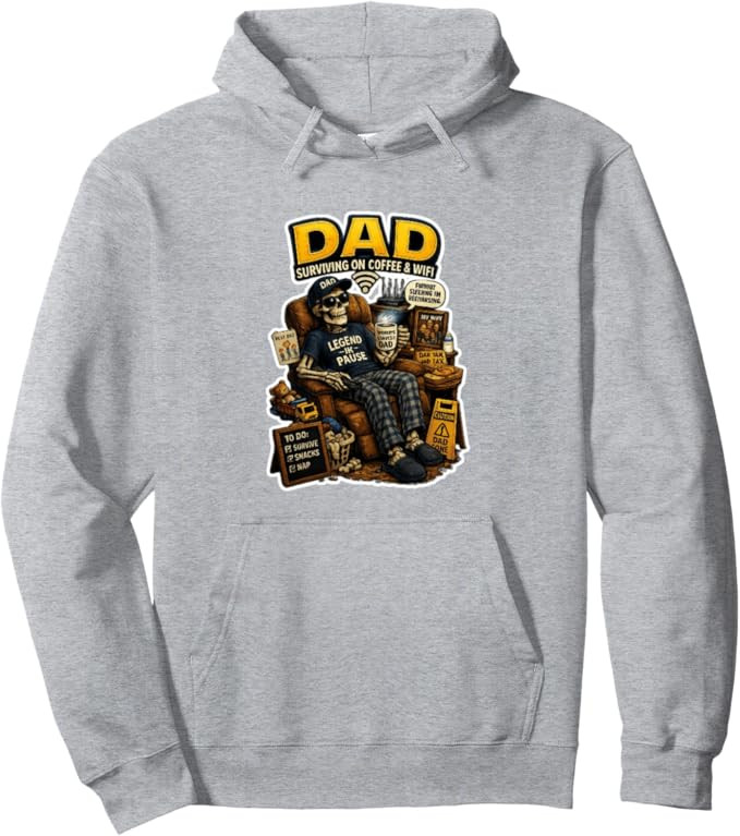 Dad Surviving on Coffee and Funny Skeleton Graphic Pullover Hoodie | Amazon (US)