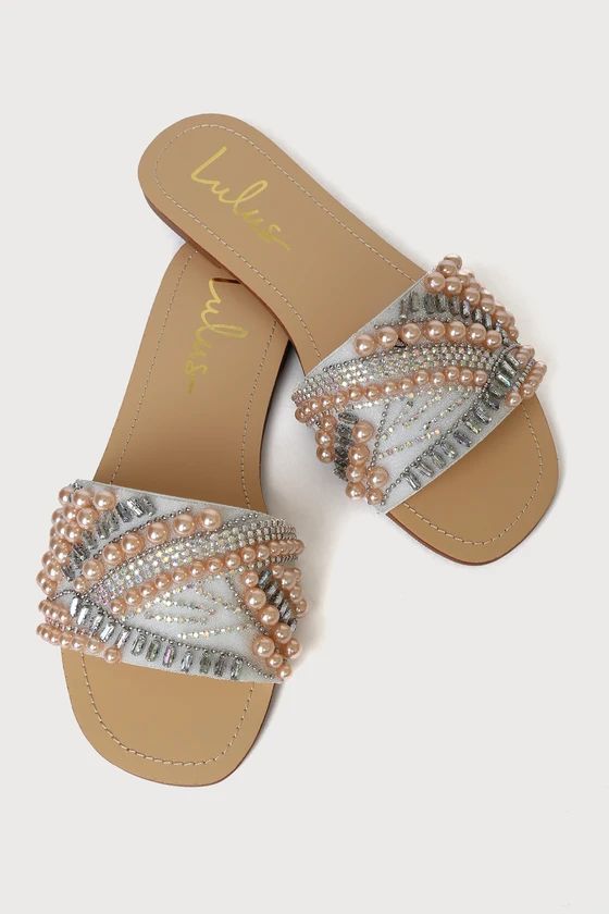 Qirly White Multi Beaded Slide Sandals | Lulus (US)