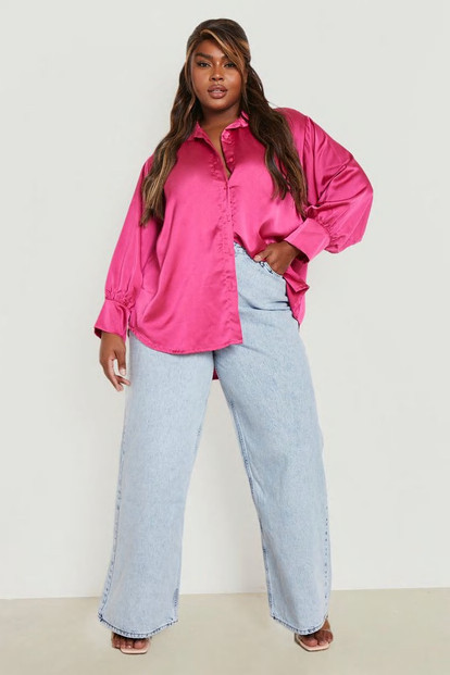 Plus Satin Oversized Shirt | Boohoo.com (US & CA)