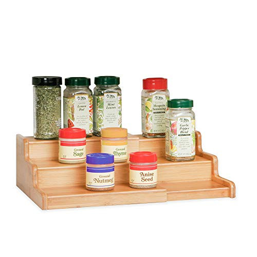 Seville Classics 3-Tier Expandable Bamboo Spice Rack Step Shelf Cabinet Organizer | Amazon (US)