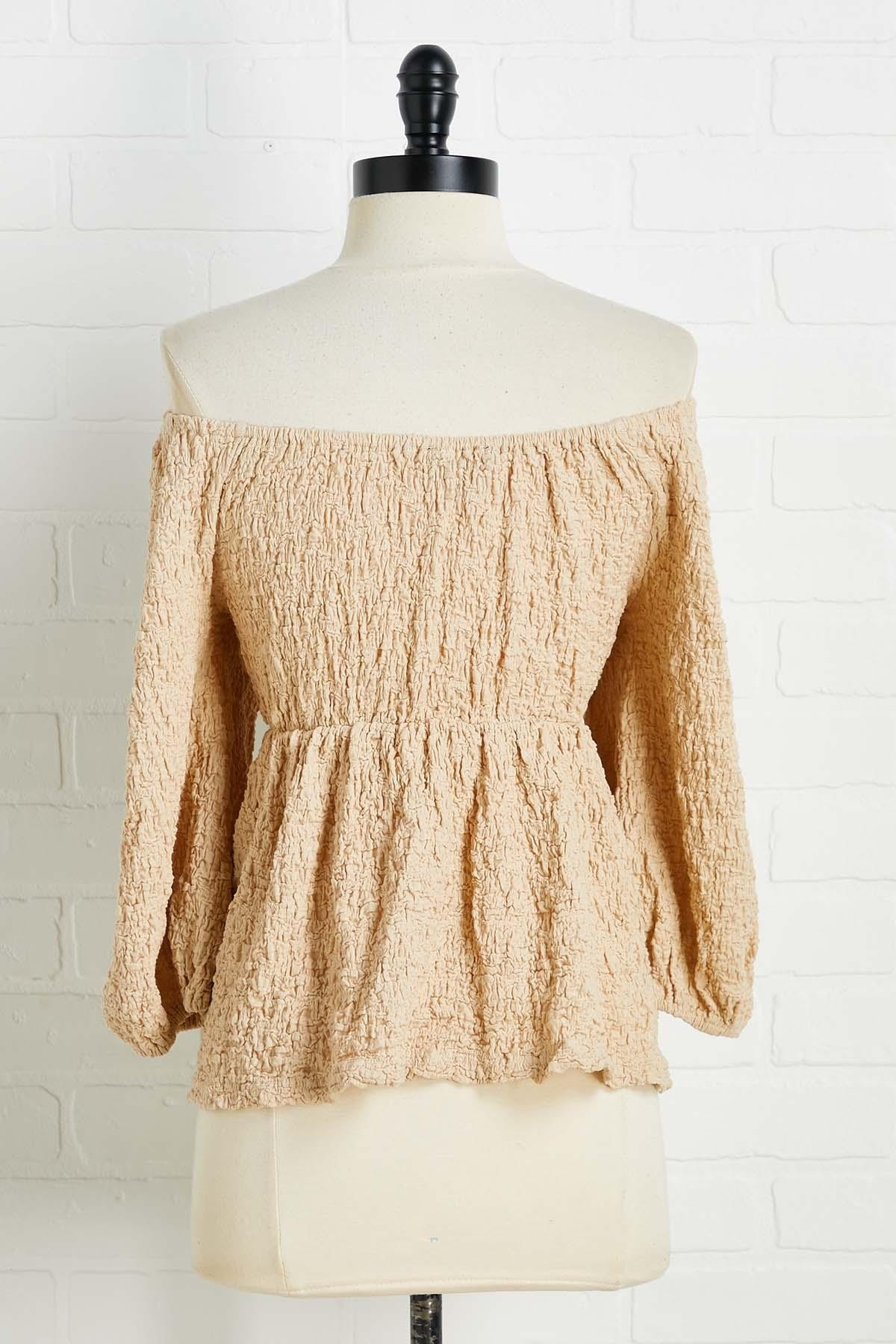 blissful beige babydoll top | Versona