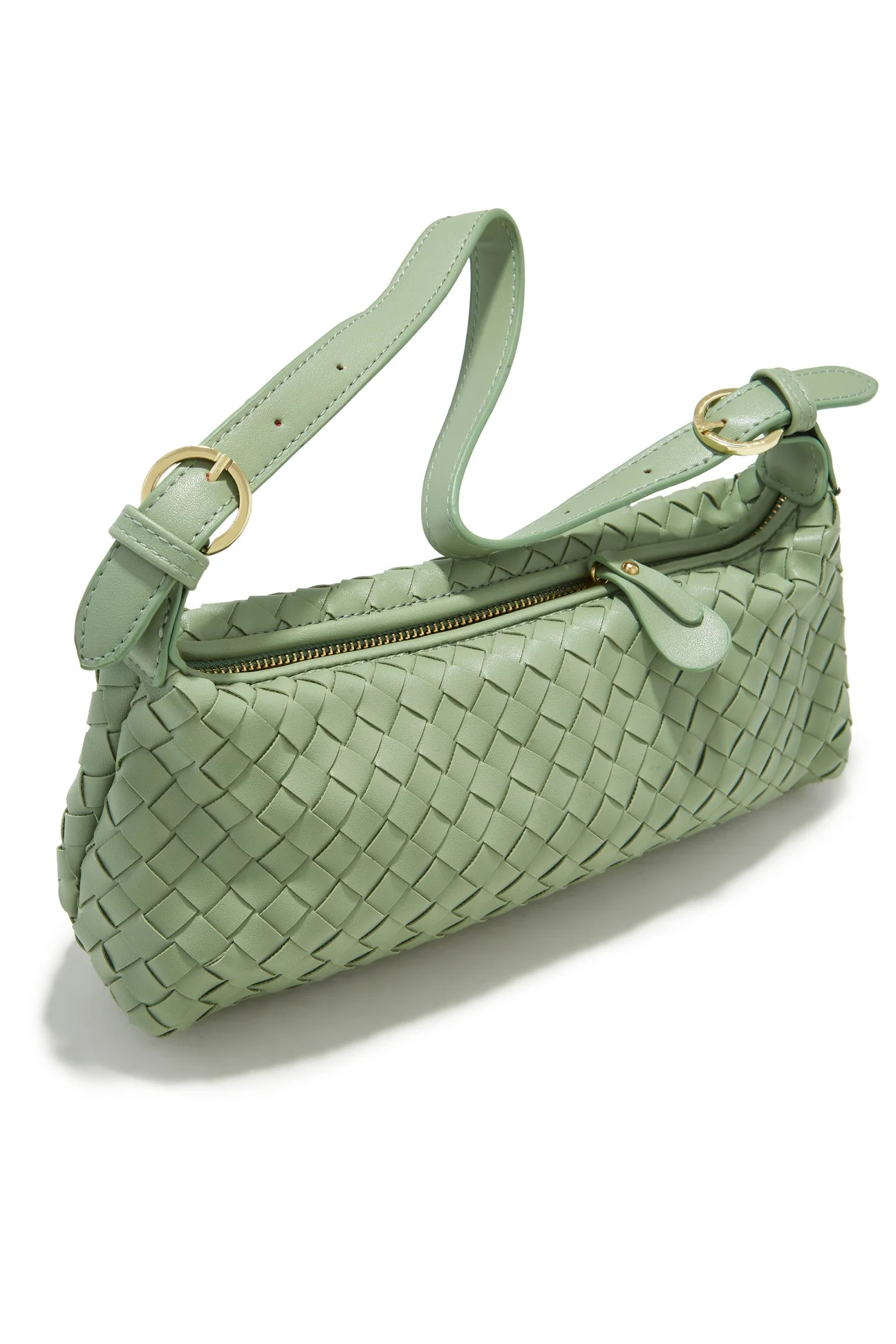 Miss Lola | Ciani Green Woven Shoulder Bag | MISS LOLA