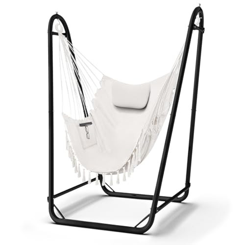 Hammock Chair with Stand,Heavy-Duty Hanging Chair with Stand, for Indoor Outdoor,Sturdy Swing Chair Stand Max Load 350 pounds(Hammock Chair Included) | Amazon (US)