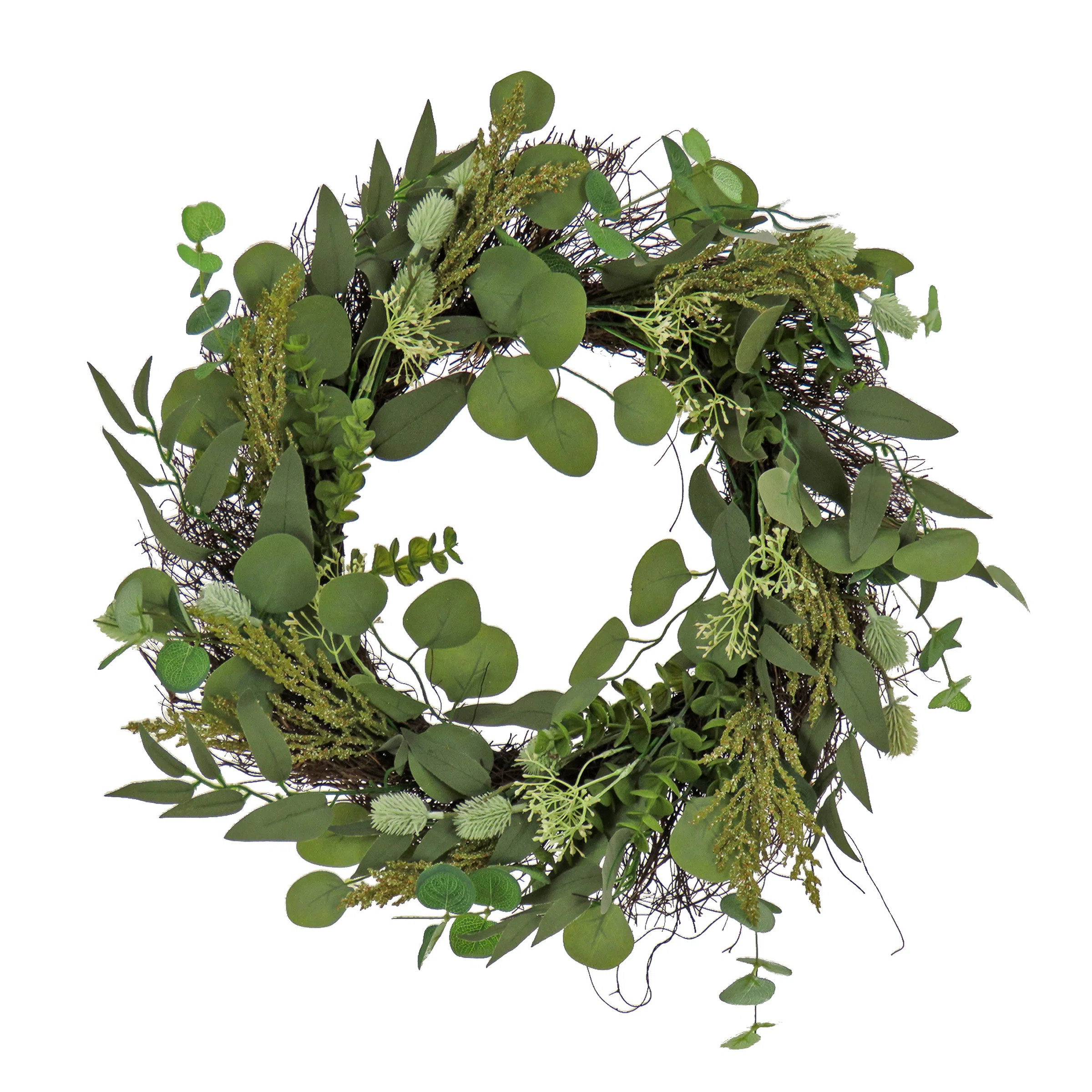 22" Eucalyptus and Babys Breath Spring Wreath | Wayfair North America