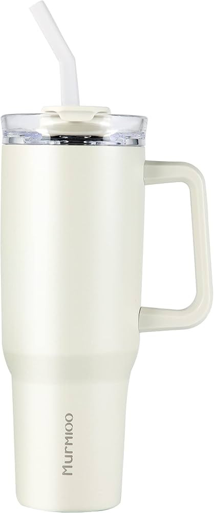 Murmioo 40OZ Tumbler with Handle and Straw,Insulated Leak Proof Double Walled Stainless Steel Tra... | Amazon (US)