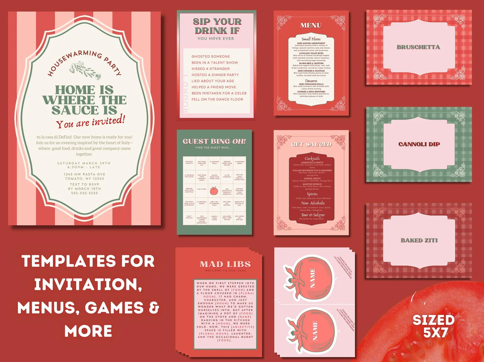 Fun Italian Themed Housewarming Party Invitation, Editable Printable Tomato Italy New Home Dinner... | Etsy (US)