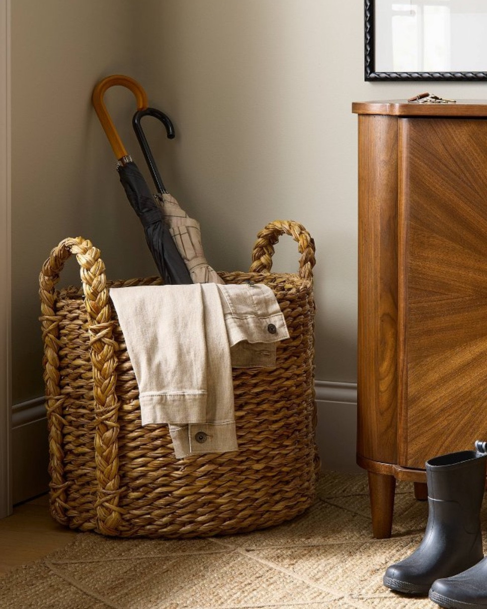 These baskets just make sense. Great texture, good size, and actually useful. Use them for blankets and whatever needs a home but doesn’t belong on a shelf. Easy piece that works in a lot of rooms.

woven basket, storage basket, neutral home decor, entryway storage, blanket basket, natural texture decor, warm neutral home, modern traditional decor, functional decor, LTK home finds
