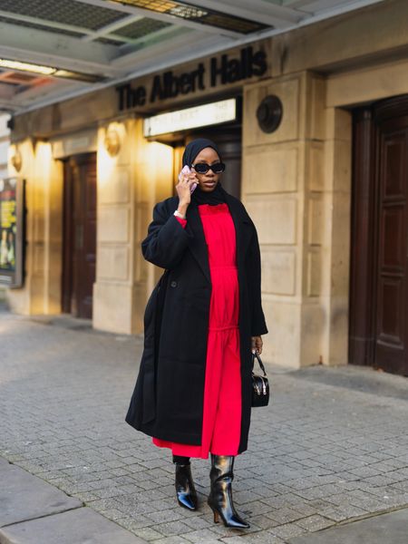 Ruffle dress of dreams with a classic black coat. 

#LTKstyletip #LTKshoecrush #LTKbump