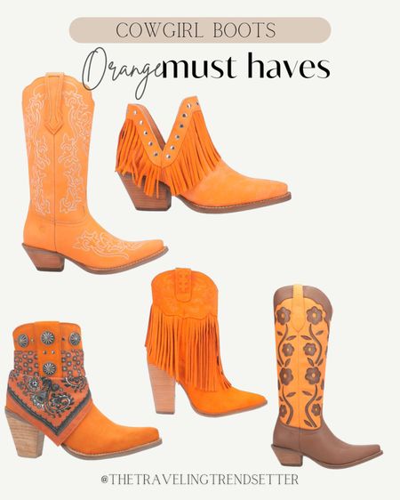 Orange cowgirl boots , booties , western fashion , gift idea , gift guide 

#LTKsalealert #LTKshoecrush #LTKGiftGuide