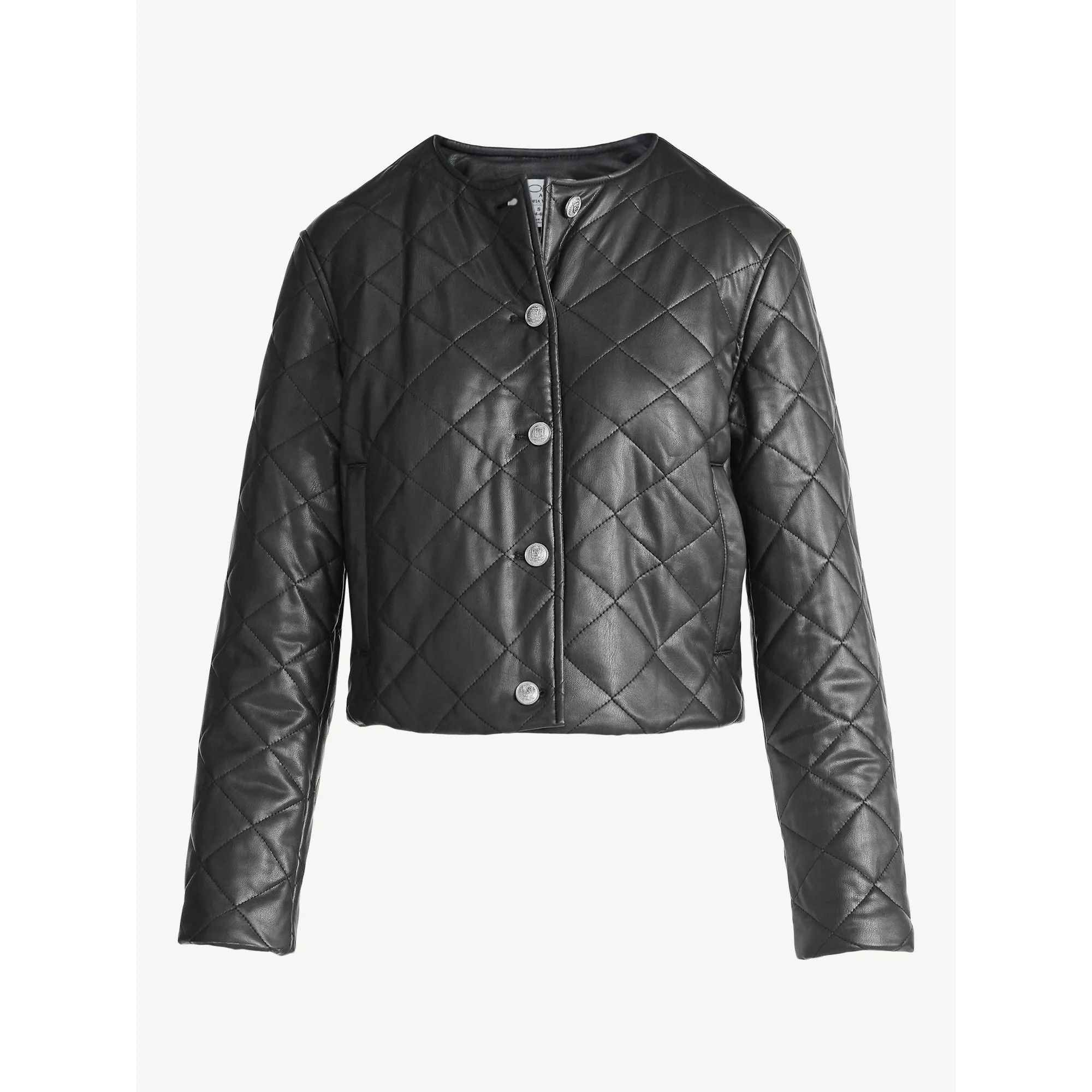 Sofia by Sofia Vergara Women's Faux Leather Quilted Jacket, Sizes XS-XXL | Walmart (US)