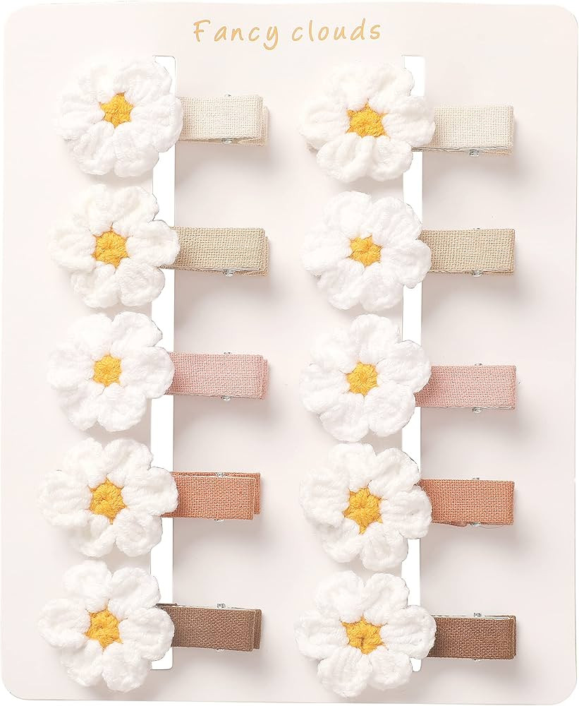 Hair Clips for Girls Women,10 pcs Fully Lined Neutral Alligator Clips with Daisy Flower,Handmade ... | Amazon (US)