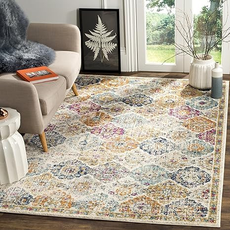 Safavieh Madison Collection MAD611B Cream and Multicolored Bohemian Chic Distressed Area Rug (4' ... | Amazon (US)