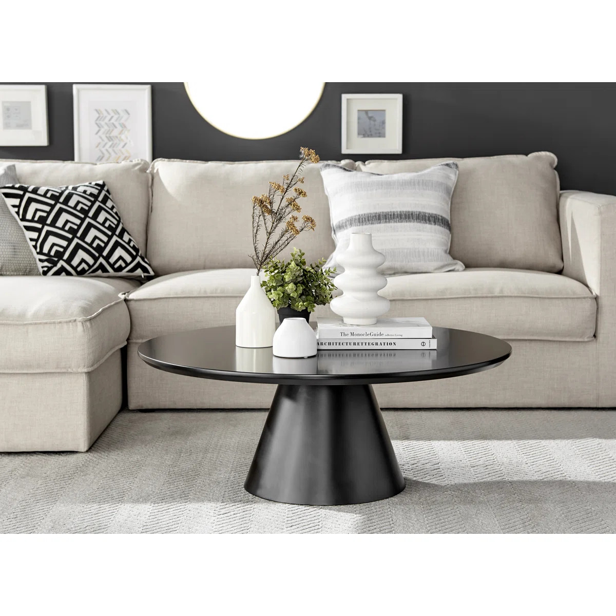 Palm Luxury Pedestal Round Coffee Table | Wayfair North America