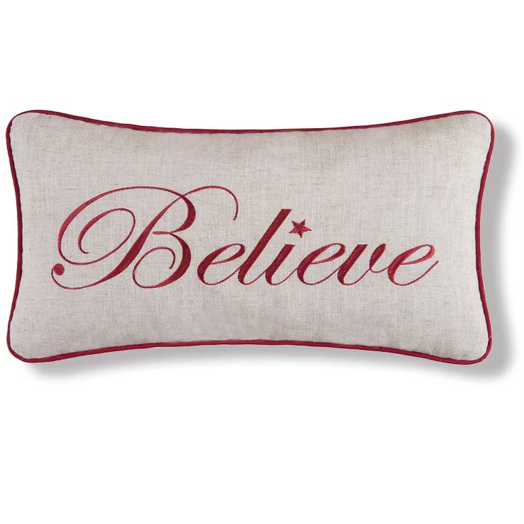 C&F Home 10" x 19" Believe Embroidered Christmas Holiday Throw Pillow | Target