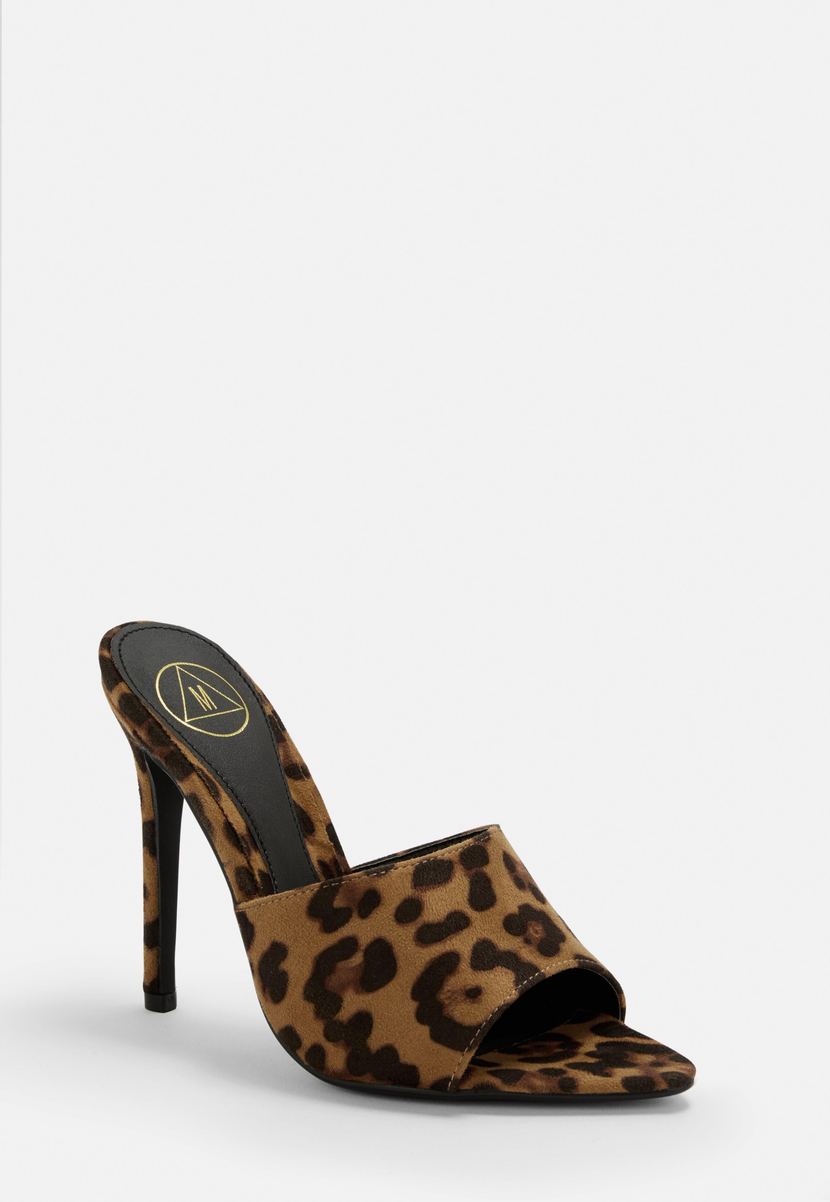 Leopard Print Peep Toe Mules | Missguided (UK & IE)