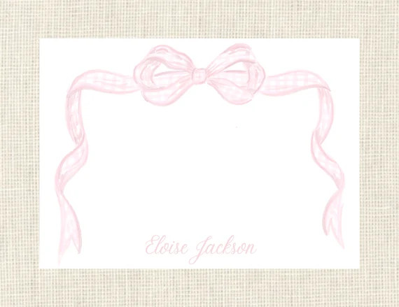Personalized Girls Pink Bow Gingham Stationery / Girls / Boys | Etsy | Etsy (US)