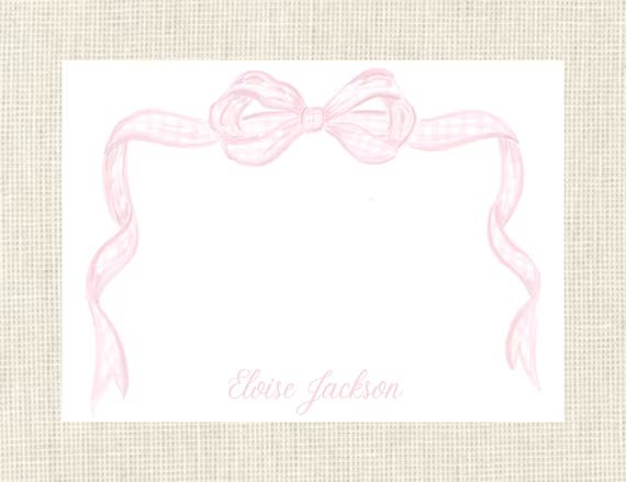Personalized Girls Pink Bow Gingham Stationery / Girls / Boys | Etsy | Etsy (US)