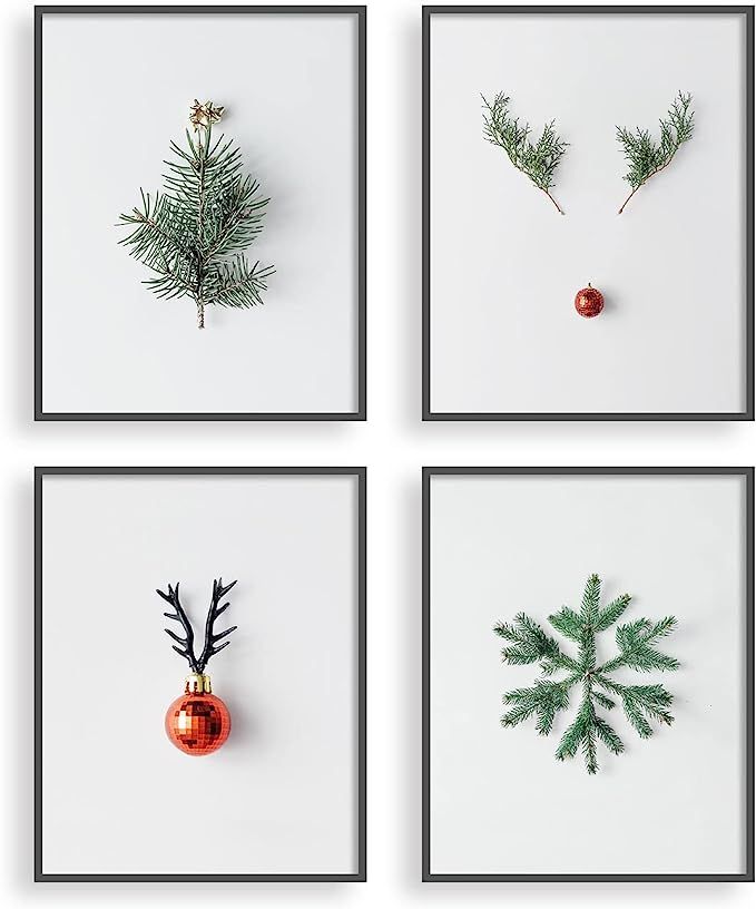 heilkee Christmas Greenery Wall Decor Minimalist Wall Art Modern Christmas Decor Botanical Prints... | Amazon (US)