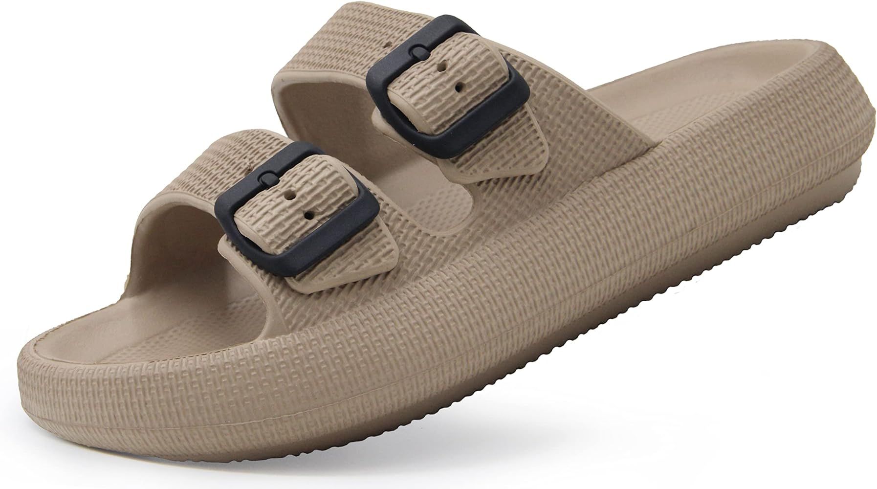 Sandals for Women and Men - Pillow Slippers - Double Buckle Adjustable Slides - EVA Flat Sandals | Amazon (US)