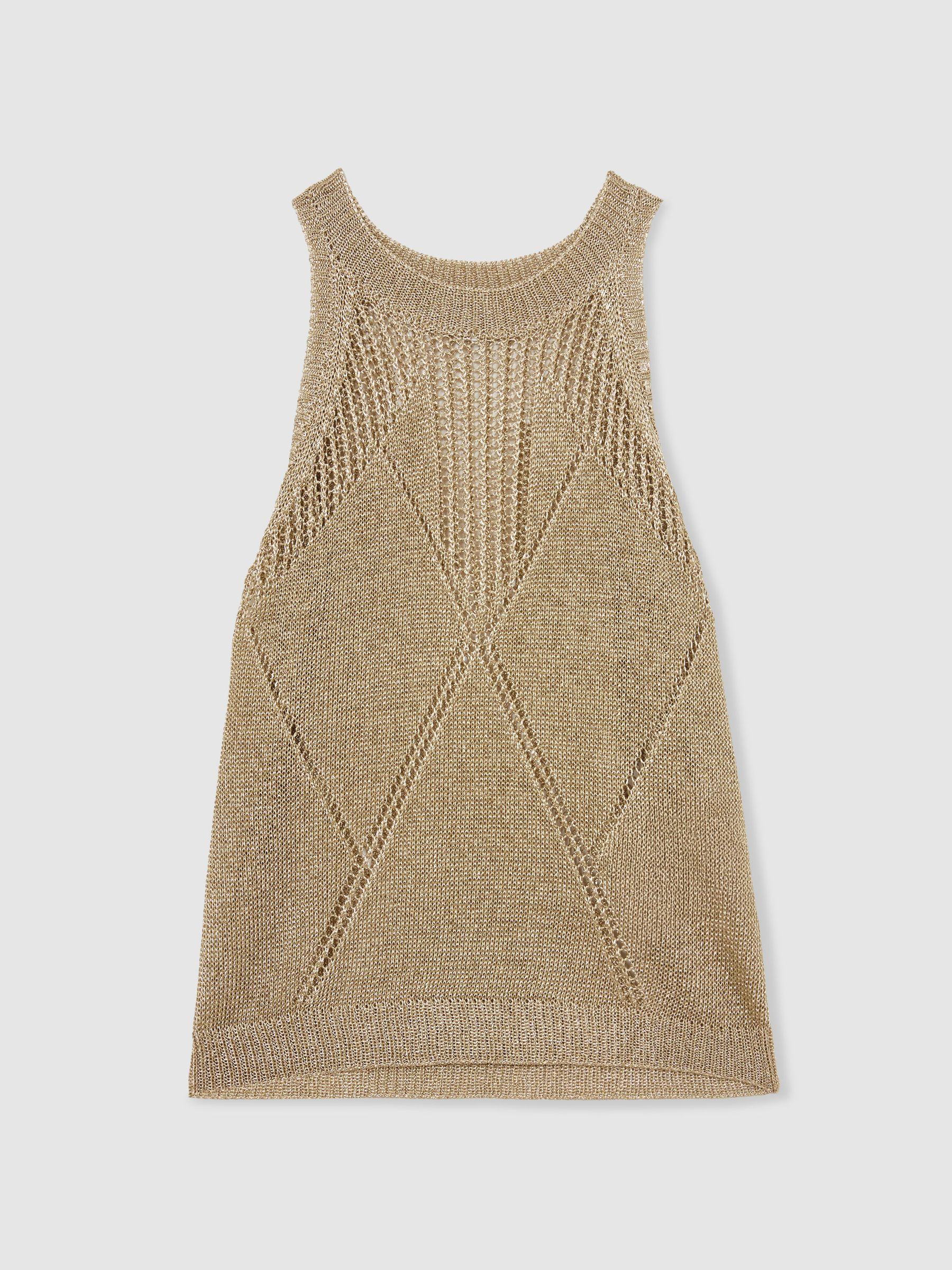 Reiss Textured-Knit Metallic Vest in Gold | REISS | Reiss US