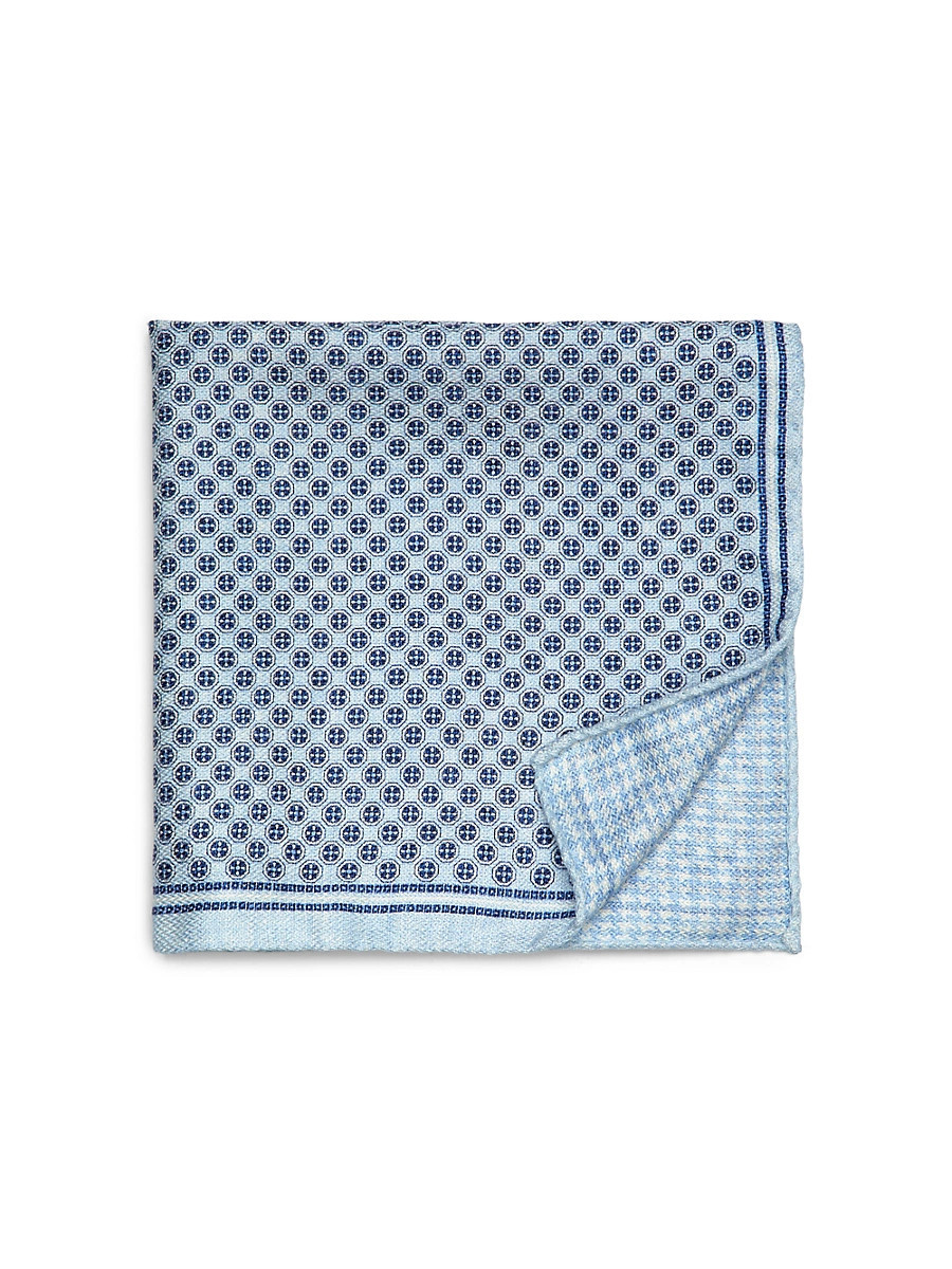 Men's Circle-Print Silk Pocket Square - Sky | Saks Fifth Avenue