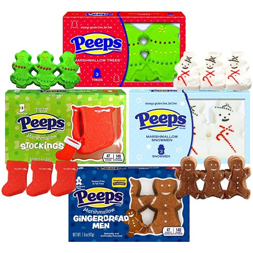 Marshmallow Candy Christmas Packs, Sugar Coated Character Shaped Marshmallows, Pack of 4 | Amazon (US)