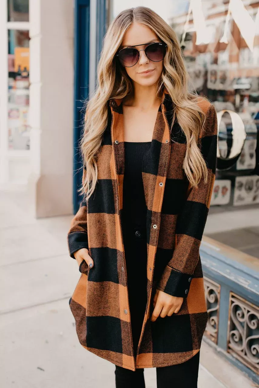Bb dakota eldridge plaid coat cognac outlet